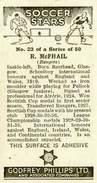 1936 Godfrey Phillips Soccer Stars #23 Bob McPhail Back