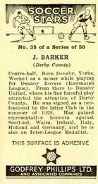 1936 Godfrey Phillips Soccer Stars #38 Jack Barker Back