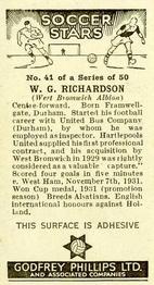 1936 Godfrey Phillips Soccer Stars #41 William Richardson Back