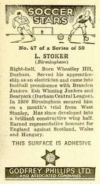 1936 Godfrey Phillips Soccer Stars #47 Lewis Stoker Back