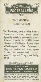 1936 Carreras Popular Footballers #30 Billy Furness Back