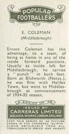 1936 Carreras Popular Footballers #40 Ernest Coleman Back
