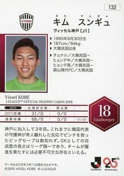 2018 J. League Official Trading Cards #132 Seung-Gyu Kim Back