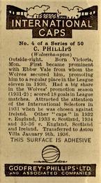 1936 Godfrey Phillips International Caps #4 Charlie Phillips Back