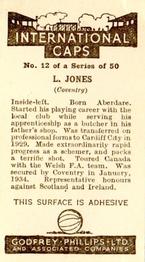 1936 Godfrey Phillips International Caps #12 Leslie Jones Back