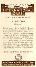 1936 Godfrey Phillips International Caps #13 Cliff Britton Back