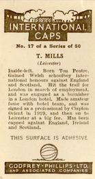1936 Godfrey Phillips International Caps #17 Tommy Mills Back