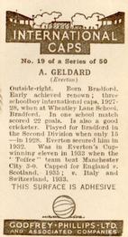 1936 Godfrey Phillips International Caps #19 Albert Geldard Back