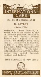1936 Godfrey Phillips International Caps #24 Dai Astley Back