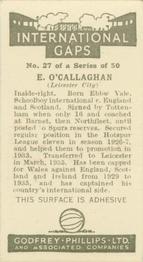 1936 Godfrey Phillips International Caps #27 Taffy O'Callaghan Back