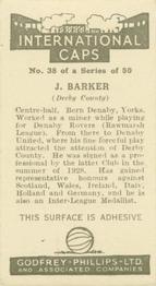 1936 Godfrey Phillips International Caps #38 Jack Barker Back