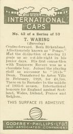 1936 Godfrey Phillips International Caps #42 Tom Waring Back