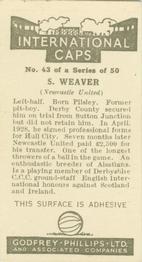 1936 Godfrey Phillips International Caps #43 Sam Weaver Back