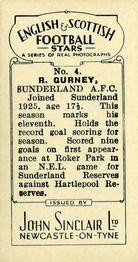 1935 John Sinclair English & Scottish Football Stars #4 Bobby Gurney Back