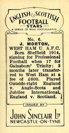 1935 John Sinclair English & Scottish Football Stars #6 Jackie Morton Back