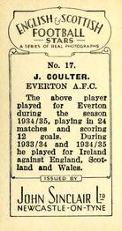 1935 John Sinclair English & Scottish Football Stars #17 Jackie Coulter Back