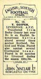 1935 John Sinclair English & Scottish Football Stars #18 Tom Cooper Back