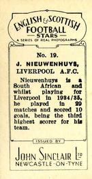 1935 John Sinclair English & Scottish Football Stars #19 Berry Nieuwenhuys Back
