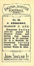 1935 John Sinclair English & Scottish Football Stars #26 Joe Kennaway Back