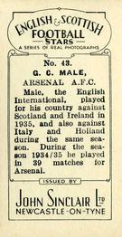 1935 John Sinclair English & Scottish Football Stars #43 George Male Back
