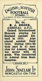 1935 John Sinclair English & Scottish Football Stars #44 Ted Drake Back