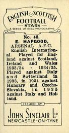 1935 John Sinclair English & Scottish Football Stars #45 Eddie Hapgood Back