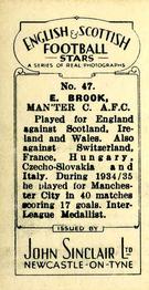 1935 John Sinclair English & Scottish Football Stars #47 Eric Brook Back