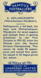 1935 Carreras Famous Footballers #1 R. Hollingworth Back