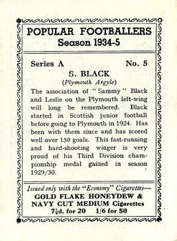 1935 R & J Hill Popular Footballers #5 Sammy Black Back