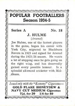 1935 R & J Hill Popular Footballers #18 Joe Hulme Back