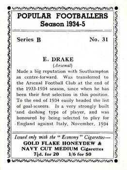 1935 R & J Hill Popular Footballers #31 Ted Drake Back