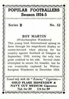 1935 R & J Hill Popular Footballers #32 David Martin Back