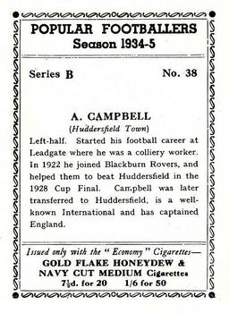 1935 R & J Hill Popular Footballers #38 Austen Campbell Back