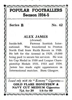 1935 R & J Hill Popular Footballers #42 Alex James Back