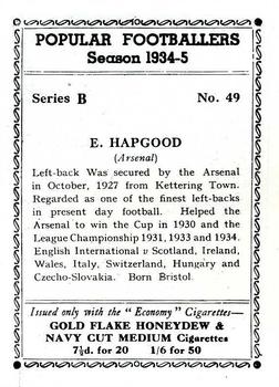 1935 R & J Hill Popular Footballers #49 Eddie Hapgood Back