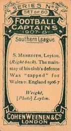 1908 Cohen Weenen Football Captains #NNO Sam Meredith Back
