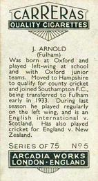 1934 Carreras Footballers #5 Johnny Arnold Back