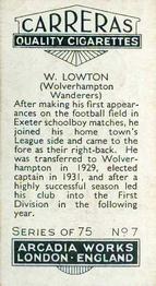 1934 Carreras Footballers #7 Wilf Lowton Back