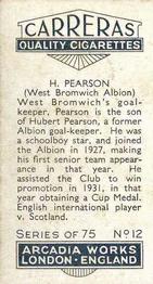 1934 Carreras Footballers #12 Harold Pearson Back