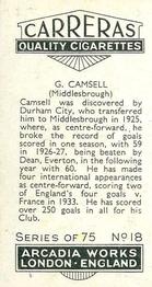 1934 Carreras Footballers #18 George Camsell Back