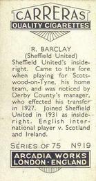 1934 Carreras Footballers #19 Bobby Barclay Back