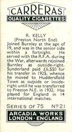 1934 Carreras Footballers #21 Bob Kelly Back