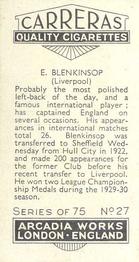 1934 Carreras Footballers #27 Ernie Blenkinsop Back