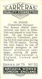 1934 Carreras Footballers #30 Willie Evans Back