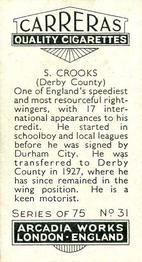 1934 Carreras Footballers #31 Sammy Crooks Back