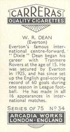 1934 Carreras Footballers #34 Dixie Dean Back