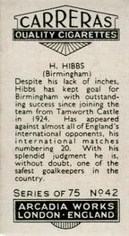 1934 Carreras Footballers #42 Harry Hibbs Back