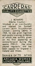 1934 Carreras Footballers #49 Jack Bowers Back