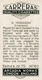 1934 Carreras Footballers #60 Gordon Hodgson Back