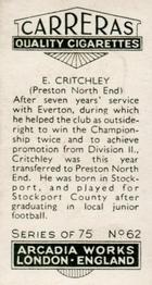 1934 Carreras Footballers #62 E. Critchley Back